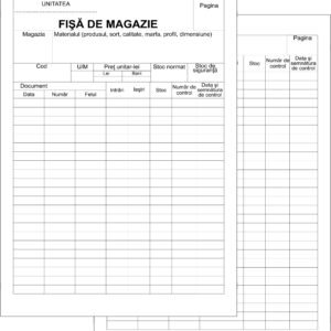 Fisa de Magazie A5, Carton 230 g/m²